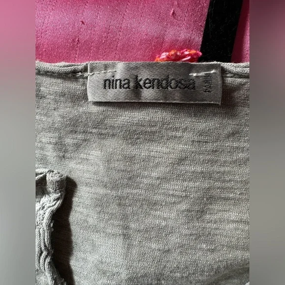 Nina Kendosa Paris olive green button Henley - Picture 3 of 4